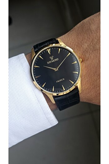 Raymond Rym-631494 Quartz Classic Men's Watch - Slim Case - New Season Gold-Black-Gold