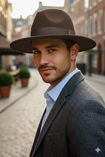awix Unisex Houndstooth Fedora Hard Cowboy Hat