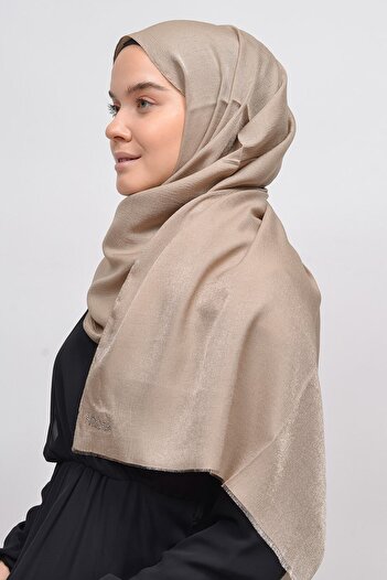 Altobeh Women's Solid Color Twinkle Glitter Hijab Shiny Evening Dress Shawl - Light Mink