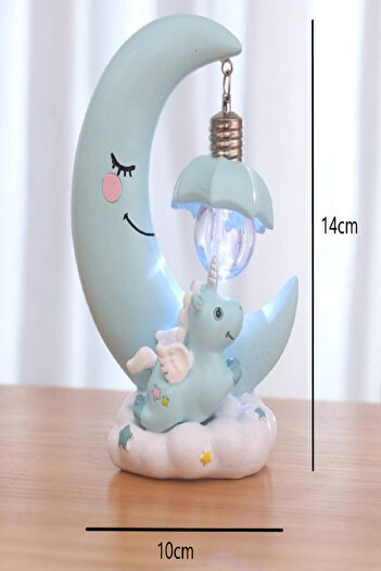Ecuy Bebek Çocuk Odası Gece Lambası Masaüstü Dekoratif Ay Şekilli Led Lamba Masa ve Gece Lambası 14 Cm