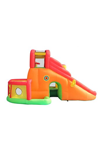 Happy Hop 11 in 1 inflatable mattress with slide, climbing area, ball pit, basketball hoop, darts