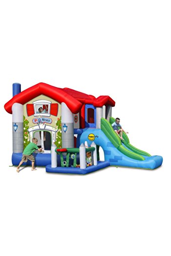 Happy Hop Big House inflatable mattress with slide, playground, balls, climbing area, jumping area, basketball hoop