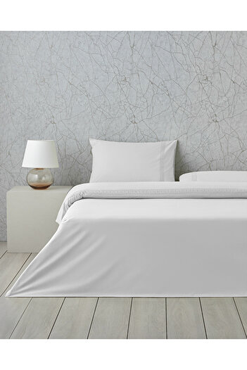 English Home Lace Elegance Kopanakili Perkal Single Duvet Cover Set 160X220 cm White