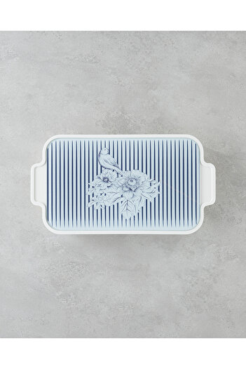 English Home Artistic Garden Melamine 6-Piece Breakfast Set 39X21 cm White - Navy Blue