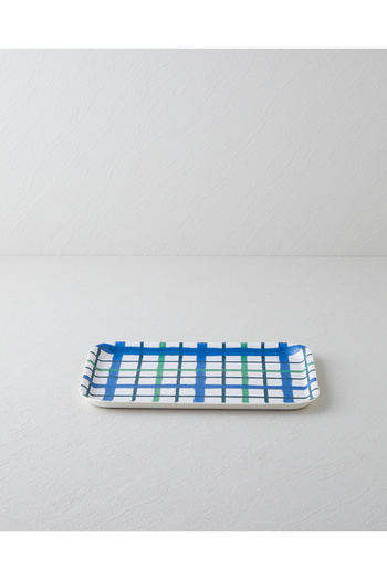 English Home Aquaplaid Melamine Non-Slip Tray 20X28,5 cm Blue - Green