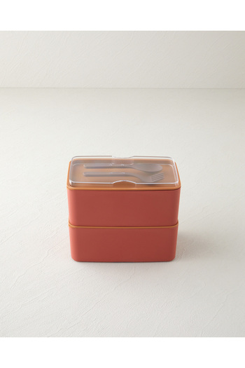 English Home Mezaluna Time Plastic 2 Layer Lunch Box 1 L- 1 L Orange