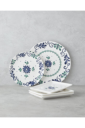 English Home Mistia 18 Piece Blue Porcelain Breakfast and Presentation Set - 6 Person