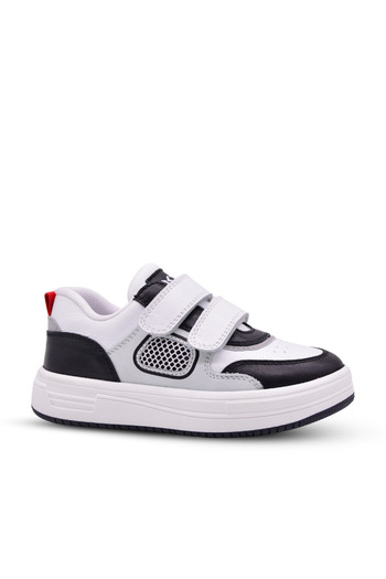 kids A more Massa Boy's Double Velcro Genuine Leather White Casual Shoes