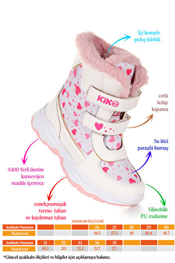 KARAMAZI Snowflake Velcro Girls Snow Boots Resistant to Cold Water