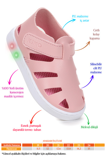 Kiko Kids Limba Lighted Velcro Baby Girl Sandals