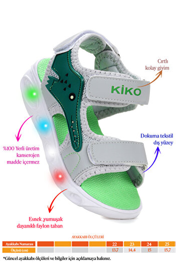 Kiko Kids Arnı Daily Lighted Velcro Baby Boy Sandals Shoes