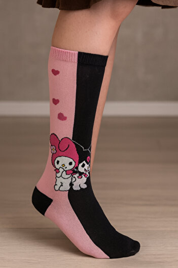 uğurlu dükkan Hello Kitty Kuromi Tam Boy Desen Çorap