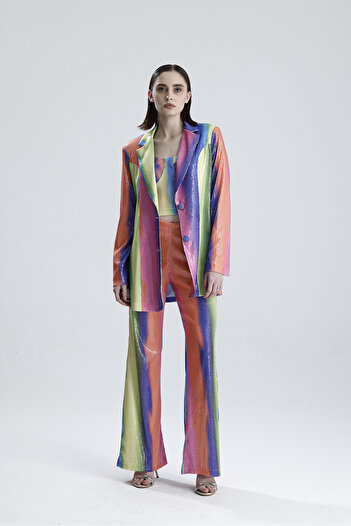 Sense Evening Dress Suit |   Jacket |   Pants |   Bustier 3 Piece Set Tk34264 Rainbow