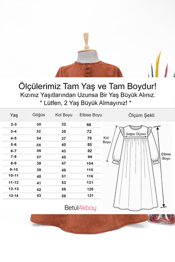 Betül Akbay Girl's Velvet Dress - Mihri Model Long Hijab Dress Tile