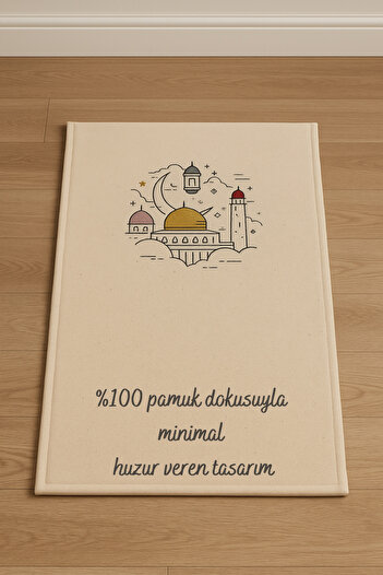 Perdeplus Minimal Embroidered Linen Prayer Rug Prayer Mat - Dowry Gift Bag Prayer Rug