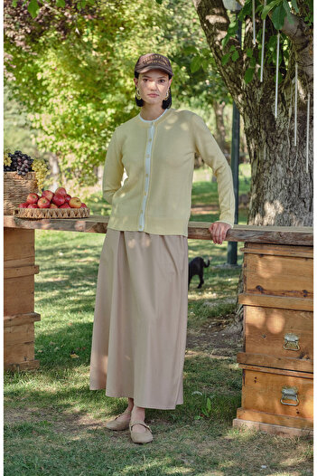 Fatma Atasoy Drawstring Milk Coffee Trench Skirt