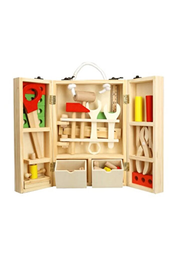 Toyska Wooden Montessori Tool Set, 40 Pieces, Multicolor