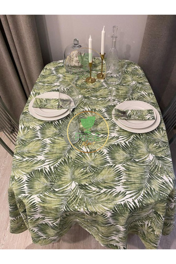 Perdeplus Leaf Pattern Tablecloth, Decorative Dining Table Cloth