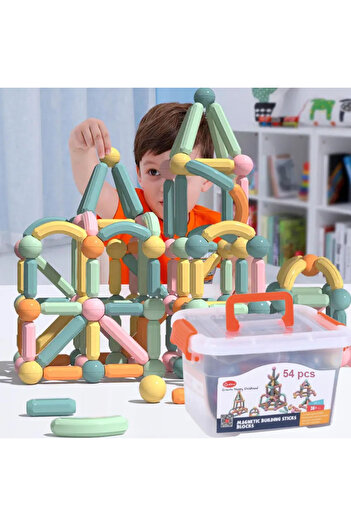 ONSHINE Educational Magnetic Construction Game Sticks Building, 54 Pieces, Multicolor