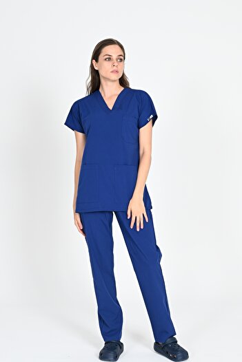 BAŞAK Women's Saks Lycra Cotton Yarasakol Doctor Nurse Jersey Set