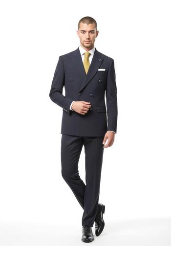 CLISHE Men's Lycra Double Breasted Suit