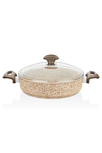 FALEZ 26 Cm Granite Flat Pot - Creamy