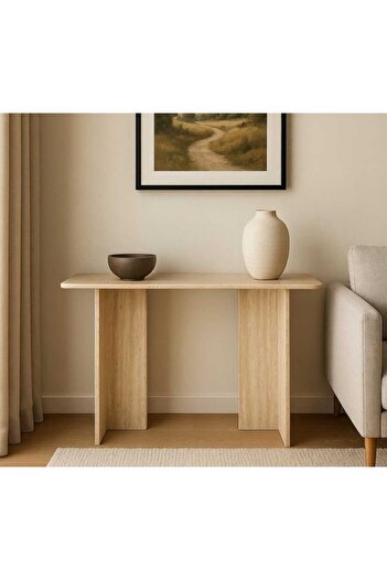 Woody Home Traverten, Mermer Desenli,Dekoratif Dresuar,Konsol,İskandinav Dresuar,Ayaklı Dresuar,Bohem,100x82 cm