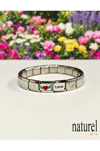 Naturel Tılsım Unisex Italian Charm Bracelet Stainless Steel Bracelet