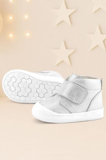 Rakerplus Yoohoo Genuine Leather White Glitter Velcro Unisex Baby Boots