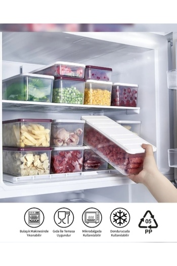 VİZYON Refrigerator Organizer Set Refrigerator Organizer Storage Container Freezer Container (Beige Lid Will Be Sent)