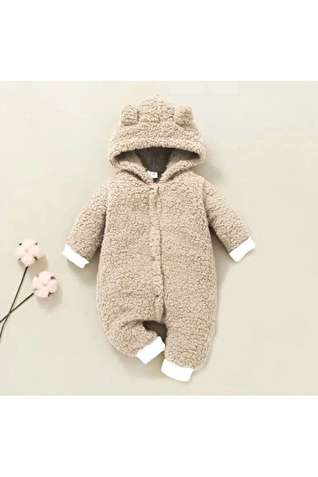 Mai Perla Cream Lamb Plush Jumpsuit Baby Set