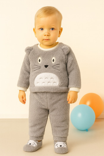 Mai Perla Totoro Embroidered Welsoft Plush 3-Piece Baby Set