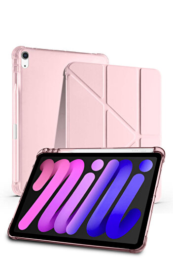 Nezih Case Apple Ipad Mini 6 / Ipad Mini 7 Uyumlu Uyku Modlu Kalem Bölmeli Pu Deri Arkası Yumuşak Silikon Kılıf
