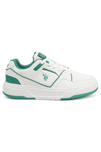 U.S. Polo Assn. Men's White Low-Top Sneakers - Lightweight Modern Design with Green Accents