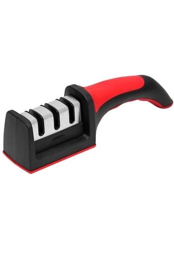 SMARTECH Knife Sharpener with 3 Levels and Handle, Non-Slip Surface, Black