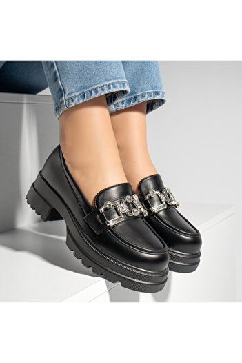 BMoD Women's black casual shoes with a metallic accessory MOD13249