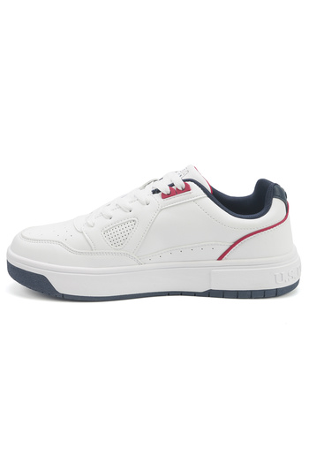 U.S. Polo Assn. Men's White Sneakers - Lightweight Modern Design with Red and Navy Accent