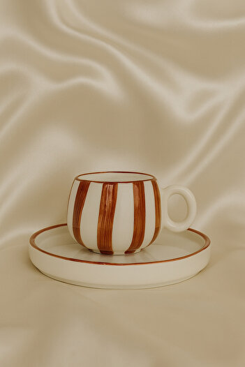 Hausette Single Thick Line Detailed Ceramic Turkish Coffee, Mug, Turkish Coffee Cup, Cup, Mug