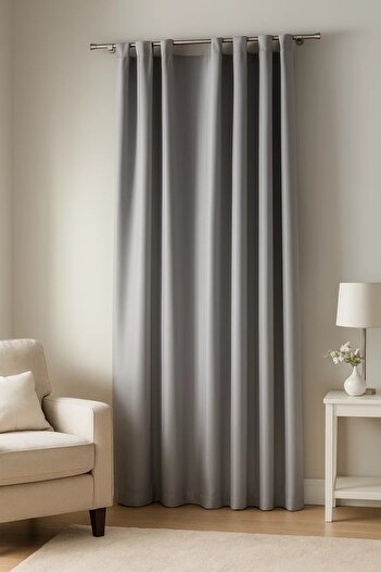 Douceur D'INTERIEUR Curtain with loops, 140 x 260 cm, microfiber, dark gray