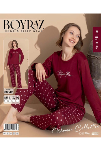Kocabey Soft Milan Fabric Long Sleeve Pajama Set