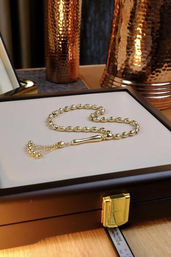 dergah tesbih 14 Carat Gold Pen Craftsmanship Premium Design Prayer Beads (5.5 X 8.5 mm)