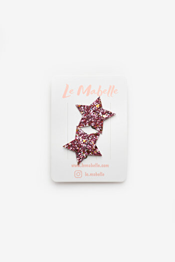 Le Mabelle Pink Glitter Star Figured Hairless Baby Hair Clip
