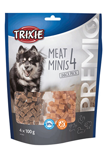 Trixie Dog Treats, Premio Minis, 4 Meat Cubes, With Chicken/Duck/Beef/Lamb, 4 x 100 g, 31852