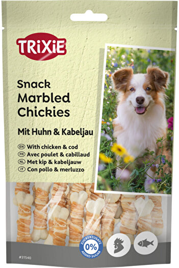 Trixie Dog Treats, Bones Wrapped in Chicken and Cod, 100 g, 31540