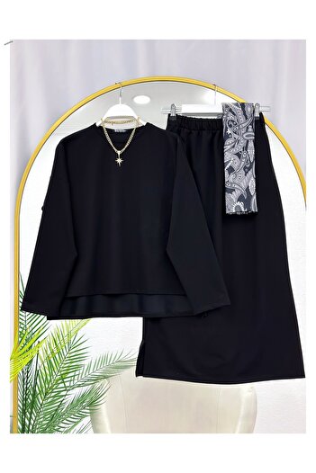 YEDİLALE Combed Cotton Blouse Skirt Dual Set [Blouse and Skirt Included in the Price, Size Range 36-44]