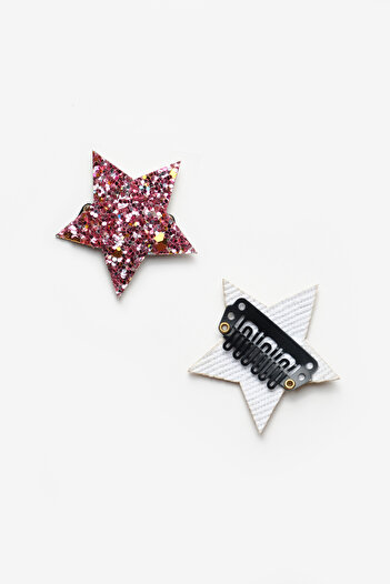 Le Mabelle Pink Glitter Star Figured Hairless Baby Hair Clip