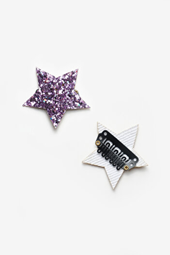 Le Mabelle Lilac Glitter Star Figured Hairless Baby Hair Clip