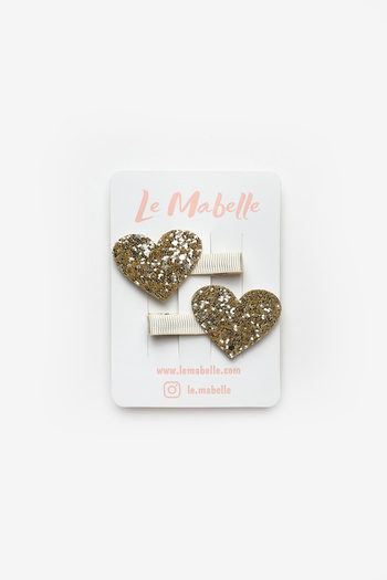 Le Mabelle Gold Glitter Heart Figured Girl's Clip Buckle