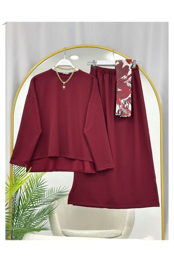 YEDİLALE Combed Cotton Blouse Skirt Dual Set [Blouse and Skirt Included in the Price, Size Range 36-44]