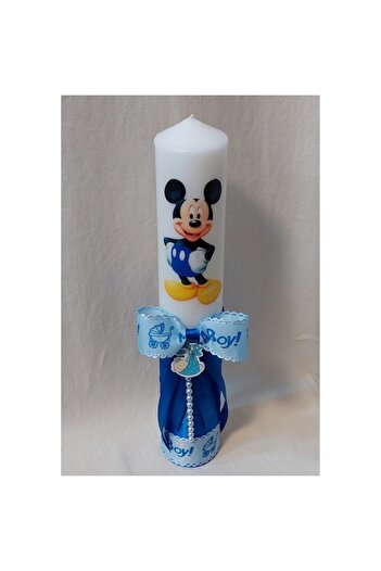OEM Baptism Candle for Boy with Picture of Mickey